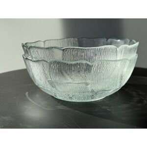Vintage Arcoroc Fleur 7 inch Serving Bowl Set of 2 - Pressed Patterned Glass